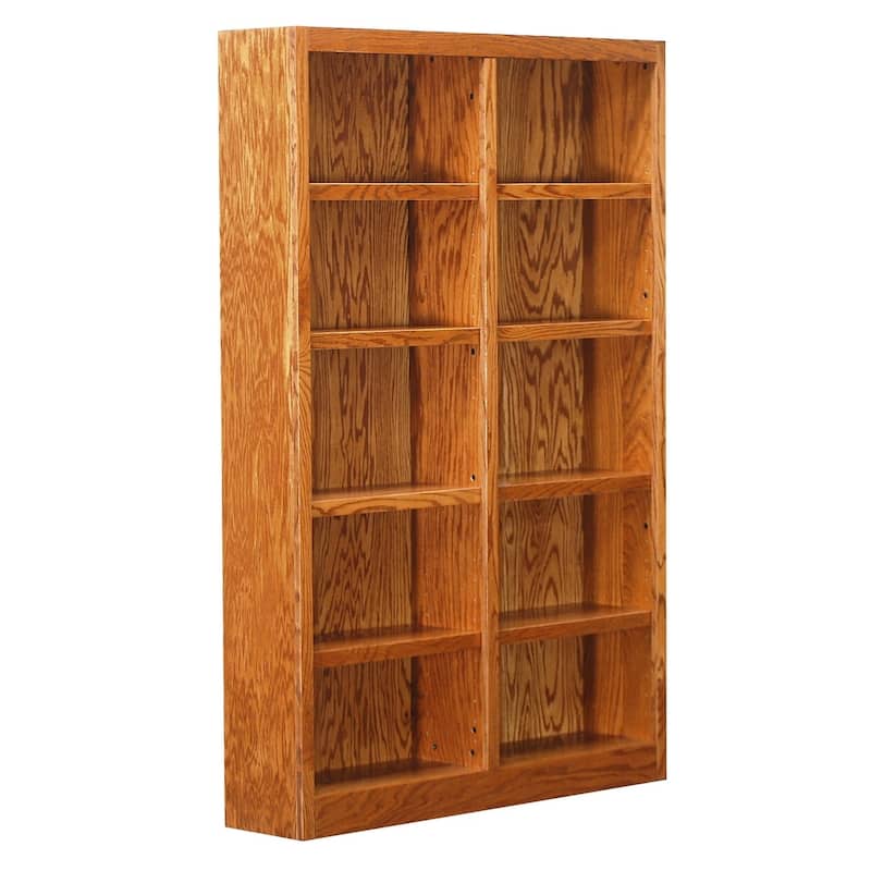 Concepts in Wood Double Wide Wood Bookcase, 10 Shelf, 72 inch Tall