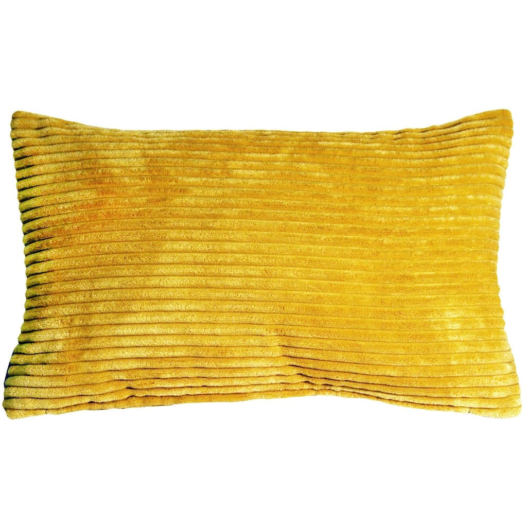 Wide Wale Corduroy 12x20 Throw Pillow with Polyfill Insert, Yellow