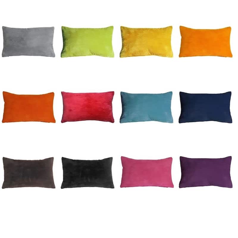 Wide Wale Corduroy 12x20 Throw Pillow with Polyfill Insert, Black