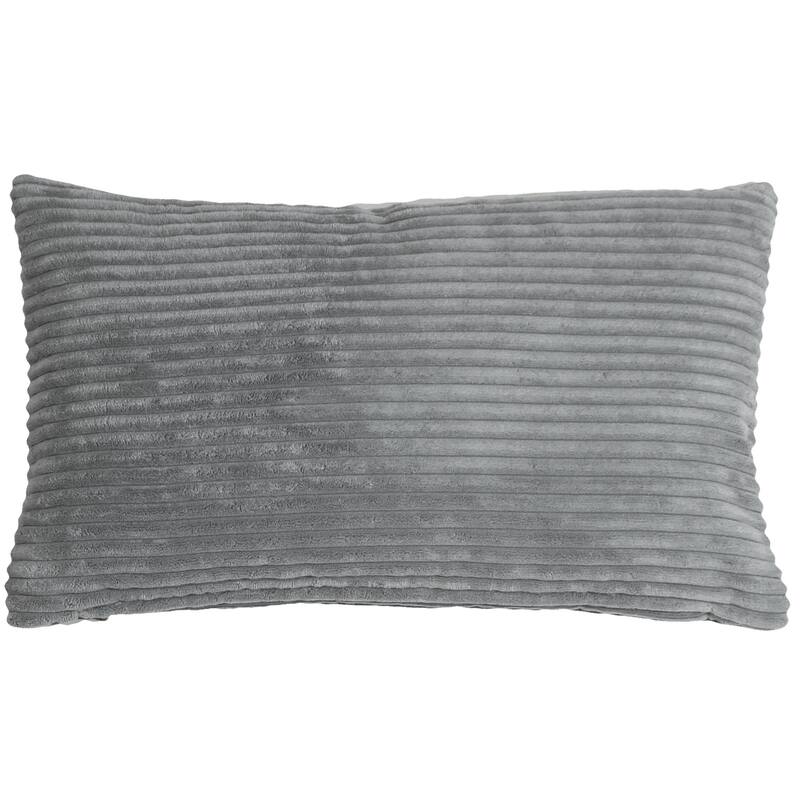 Wide Wale Corduroy 12x20 Throw Pillow with Polyfill Insert, Dark Gray