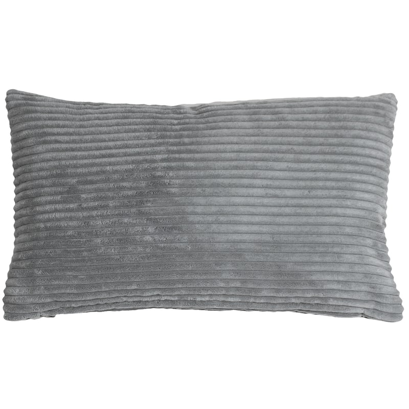 Wide Wale Corduroy 12x20 Throw Pillow with Polyfill Insert, Dark Gray - Accent - 12" x 20" - Polyester - Dark Gray - Single