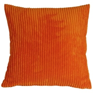 Wide Wale Corduroy 22x22 Throw Pillow with Polyfill Insert, Dark Orange ...