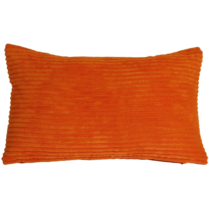 Wide Wale Corduroy 12x20 Throw Pillow with Polyfill Insert, Dark Orange