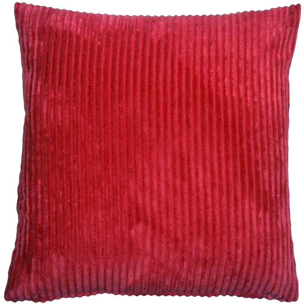 Wide Wale Corduroy 22x22 Throw Pillow with Polyfill Insert, Red