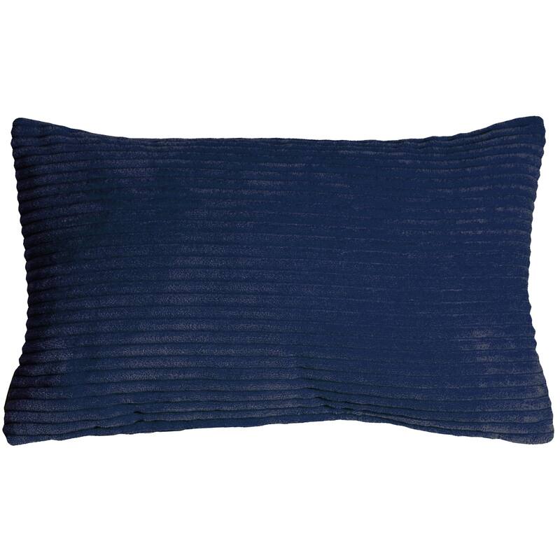 Wide Wale Corduroy 12x20 Throw Pillow with Polyfill Insert, Dark Blue