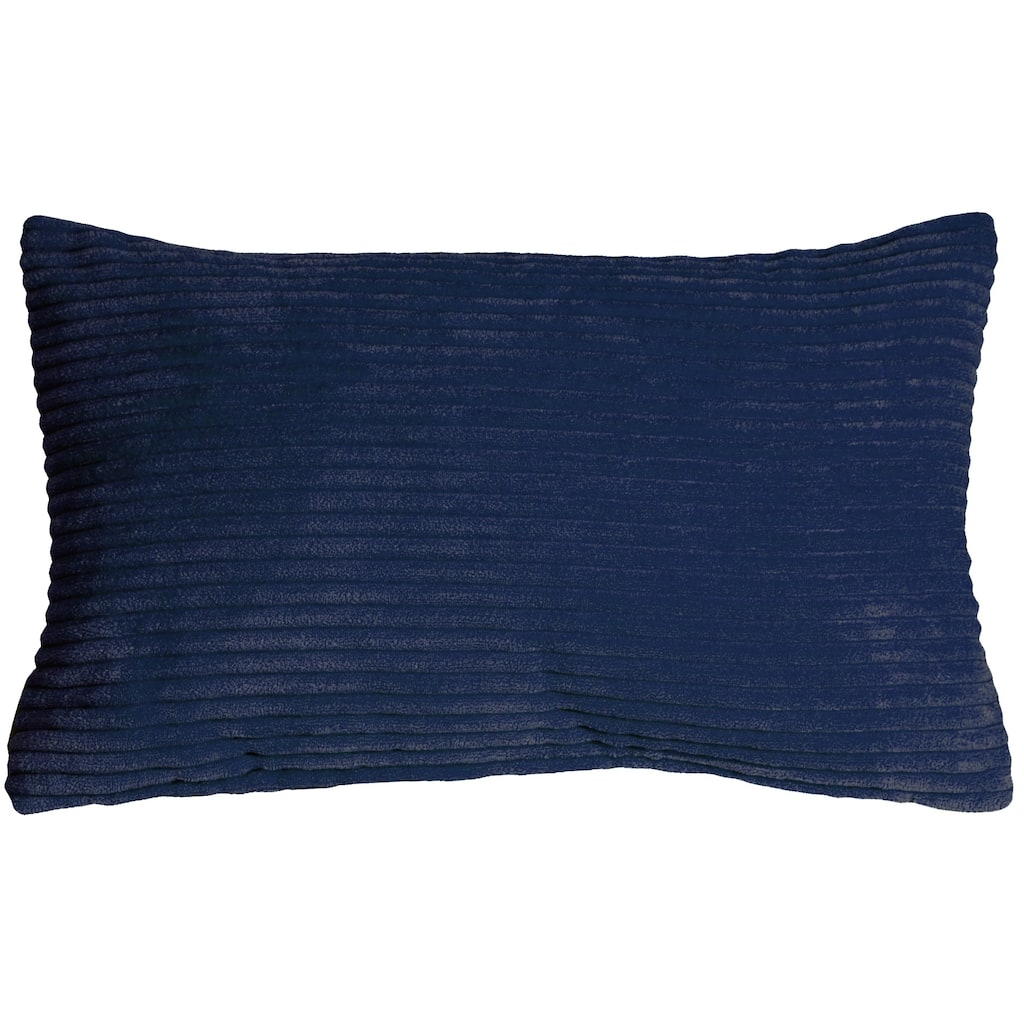 Wide Wale Corduroy 12x20 Throw Pillow with Polyfill Insert, Dark Blue
