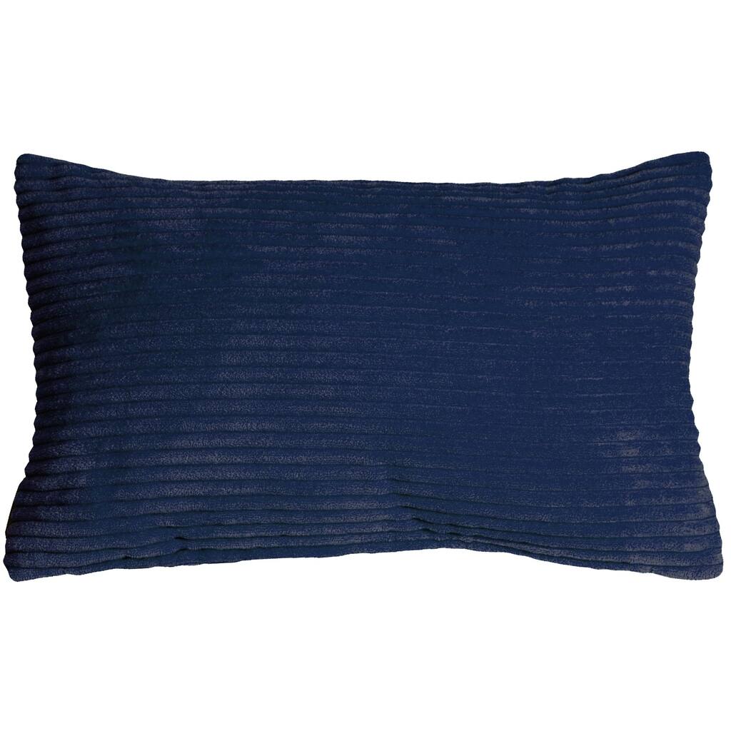 Wide Wale Corduroy 12x20 Throw Pillow with Polyfill Insert, Dark Blue