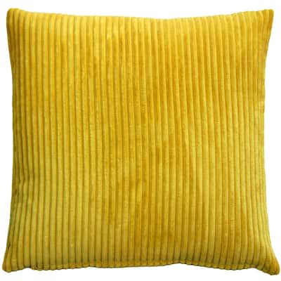 Wide Wale Corduroy 22x22 Throw Pillow with Polyfill Insert, Yellow