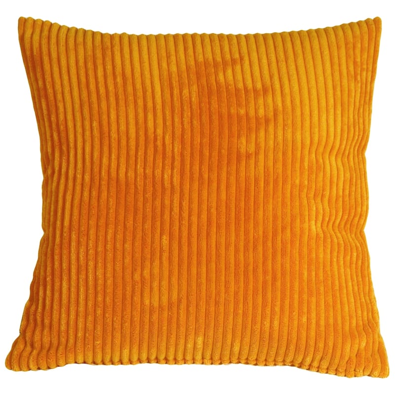 Wide Wale Corduroy 18x18 Throw Pillow with Polyfill Insert, Light Orange
