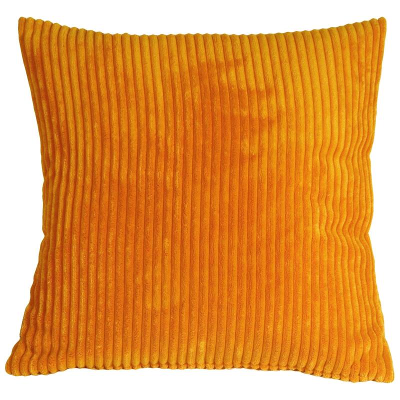 Wide Wale Corduroy 18x18 Throw Pillow with Polyfill Insert, Light Orange - Accent - 18" x 18" - Polyester - Light Orange - Single