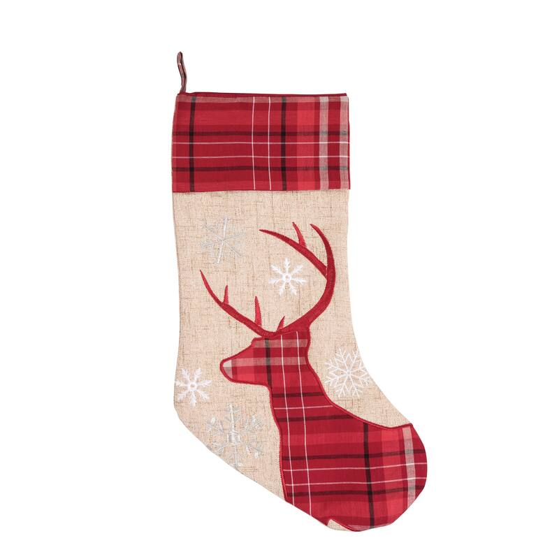 Duton Plaid Embroidered Christmas Stocking