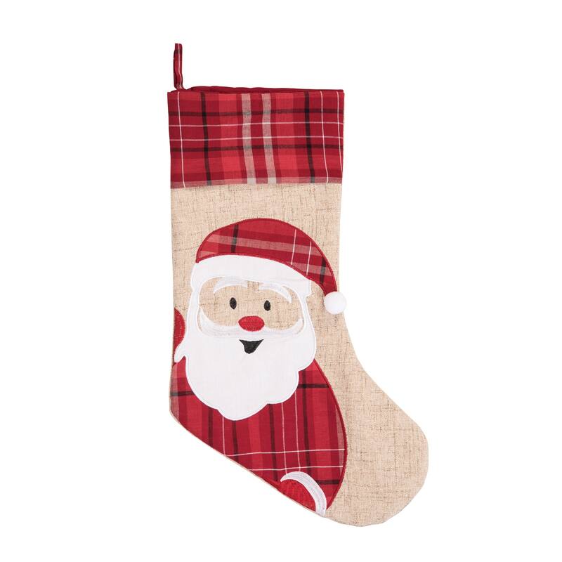 Duton Plaid Embroidered Christmas Stocking