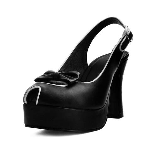 T.U.K. Shoes Womens Heels, Black & White Peep Toe Platform Heel