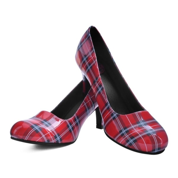 red plaid heels womens