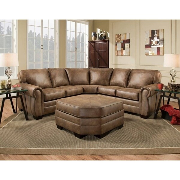 Shop Simmons Upholstery Shiloh Faux Leather Sectional with Ottoman ...