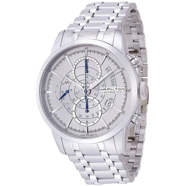slide 1 of 1, Hamilton Men's H40656181 'Railroad' Chronograph Automatic Stainless Steel Watch