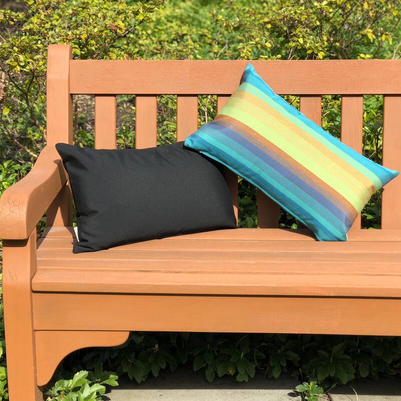 Sunbrella 12x19 Outdoor Throw Pillow with Polyfill Insert, Astoria Lagoon Green