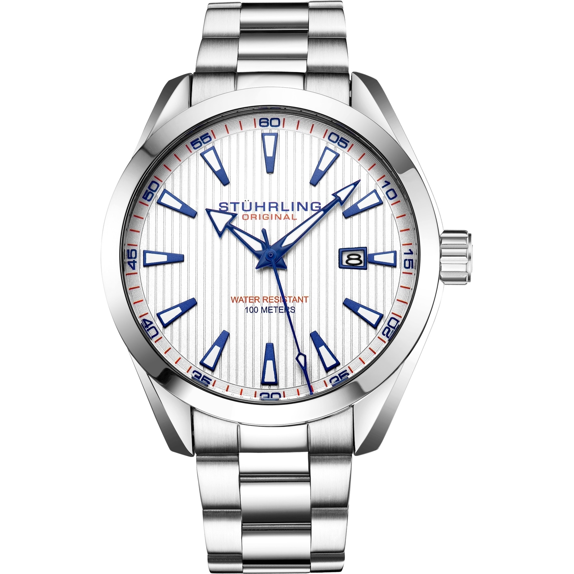 stuhrling original men's gmt stainless steel bracelet watch