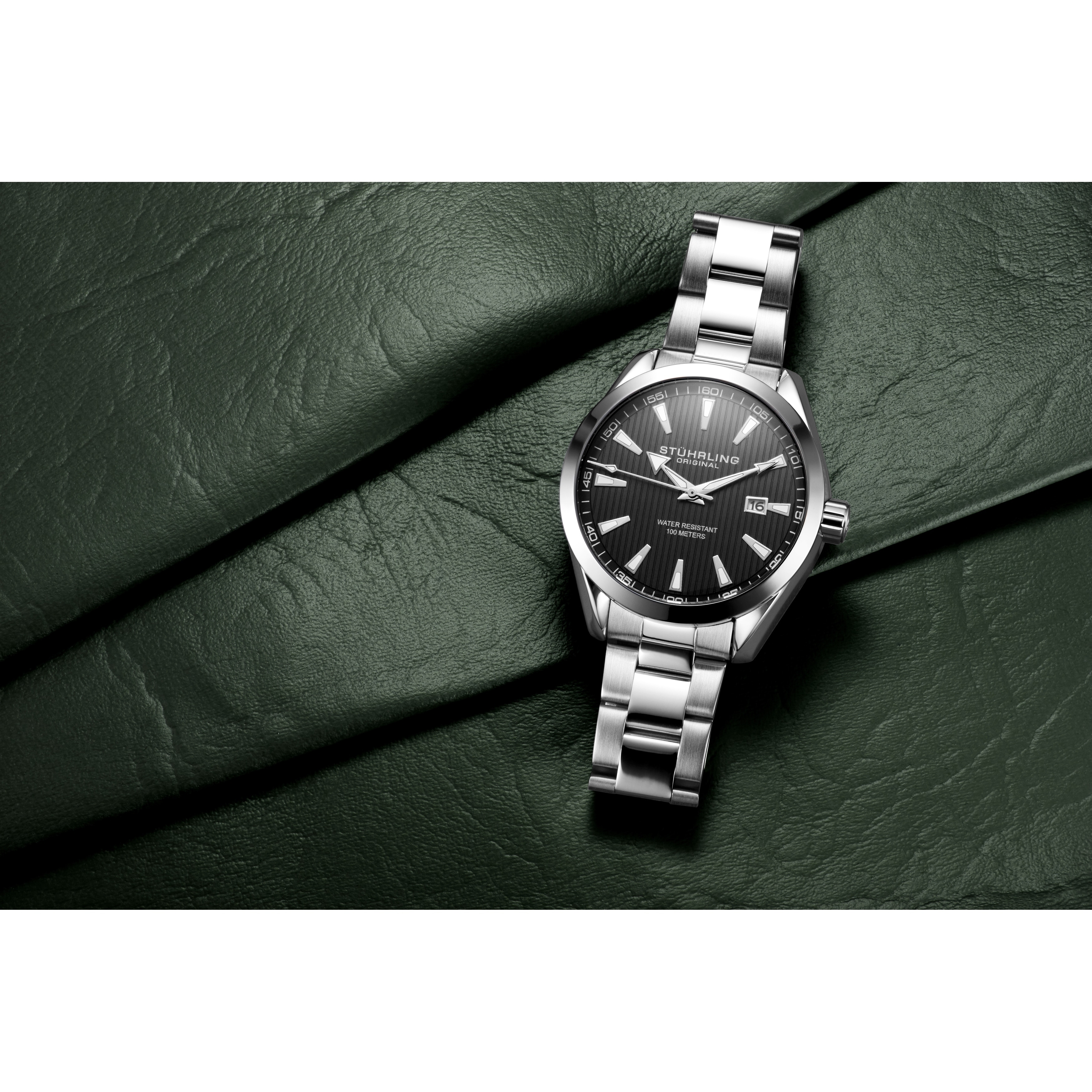 stuhrling original men's gmt stainless steel bracelet watch