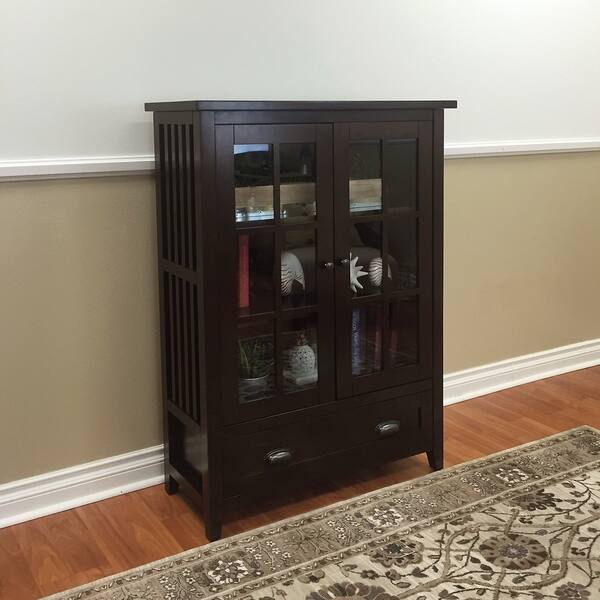 Shop Brookdale Dark Walnut 1 Drawer Glass Door Accent Cabinet