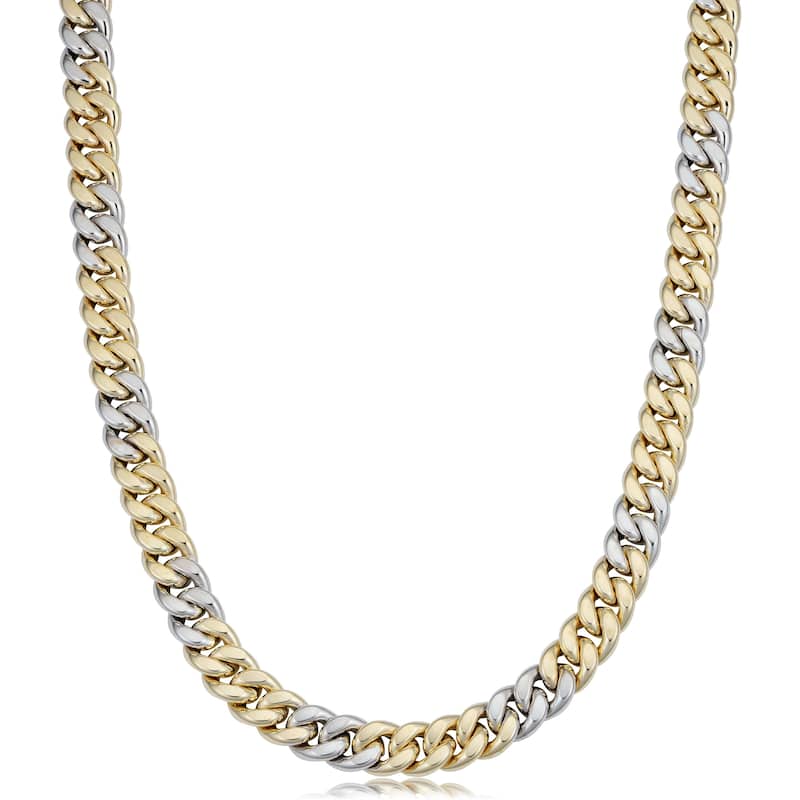 Fremada Italian 14k Two-tone Gold 8.9 millimeters Curb Link Necklace (22 inches)