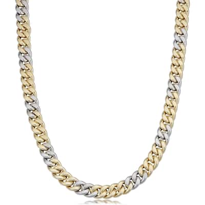 Fremada Italian 14k Two-tone Gold 8.9 millimeters Curb Link Necklace (22 inches)