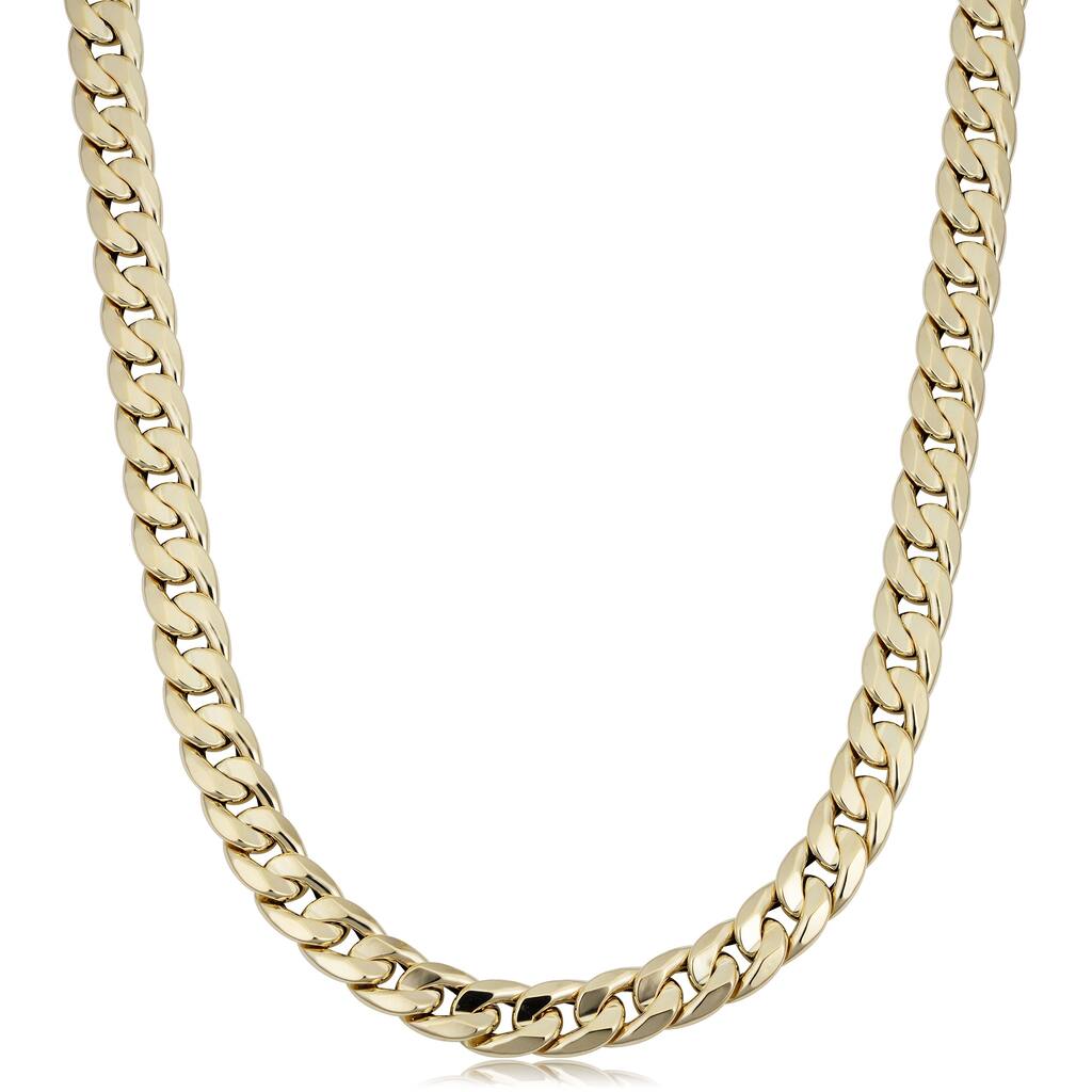 Fremada Italian Men's 14k Yellow Gold 9.4 millimeters Cuban Curb Link Necklace (22 inches)