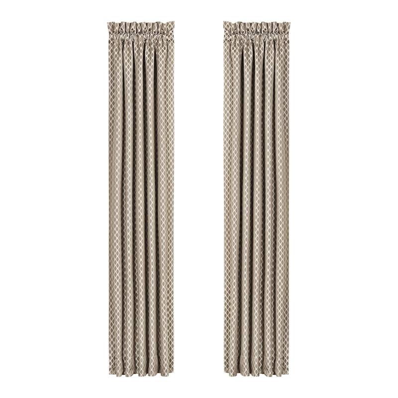 Five Queens Court Beaumont Woven Jacquard Window Panel Pair - 84 Inches - Champagne