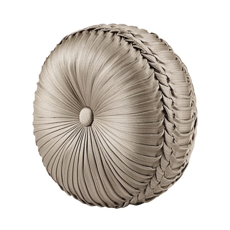 Five Queens Court Beaumont Champagne Tufted Round Pillow