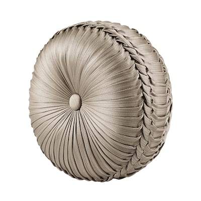 Five Queens Court Beaumont Champagne Tufted Round Pillow