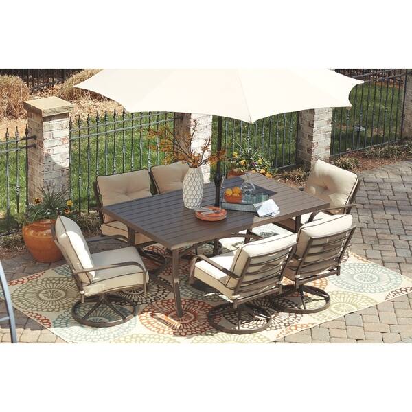 Shop Black Friday Deals On Predmore Rectangular Outdoor Dining Table Umbrella Hole Brown Overstock 22644895