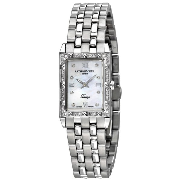 Raymond Weil Women's 5971-STS-00995 'Tango Square' Mother of Pearl Diamond Dial Stainless Steel Quartz Watch