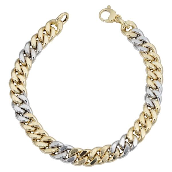 Fremada Italian 14k Two Tone Gold 8 9 Millimeters Curb Link Bracelet 5 Inches Fremada Italian 14k Two Tone Gold 8 9 Millimeters Curb Link Bracelet 5 Inches