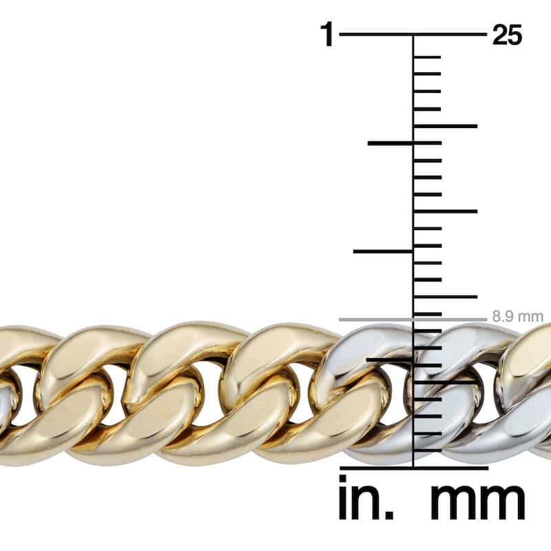 Fremada Italian 14k Two-tone Gold 8.9 millimeters Curb Link Bracelet (8.5 inches)