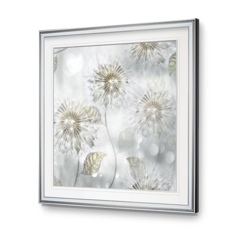 Blowing Wishes I -Custom Framed Print - blue, white, grey, yellow, green, silver, gold