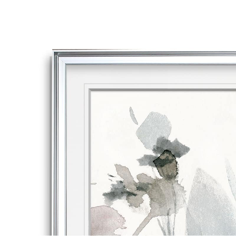 Dainty Blooms I -Custom Framed Print - blue, white, grey, yellow, green, silver, gold