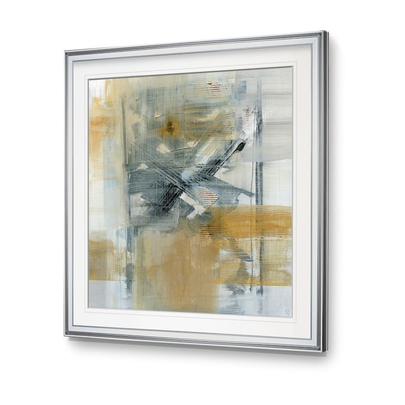 Reflections I -Custom Framed Print - blue, white, grey, yellow, green, silver, gold