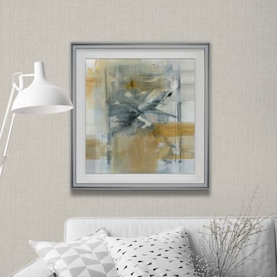 Reflections I -Custom Framed Print - blue, white, grey, yellow, green, silver, gold