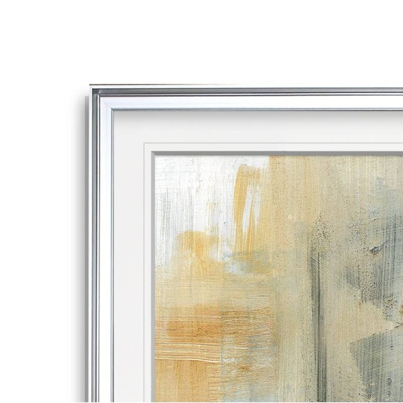 Reflections I -Custom Framed Print - blue, white, grey, yellow, green, silver, gold