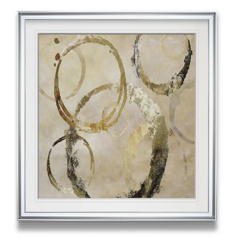 Golden Rings -Custom Framed Print - blue, white, grey, yellow, green, silver, gold