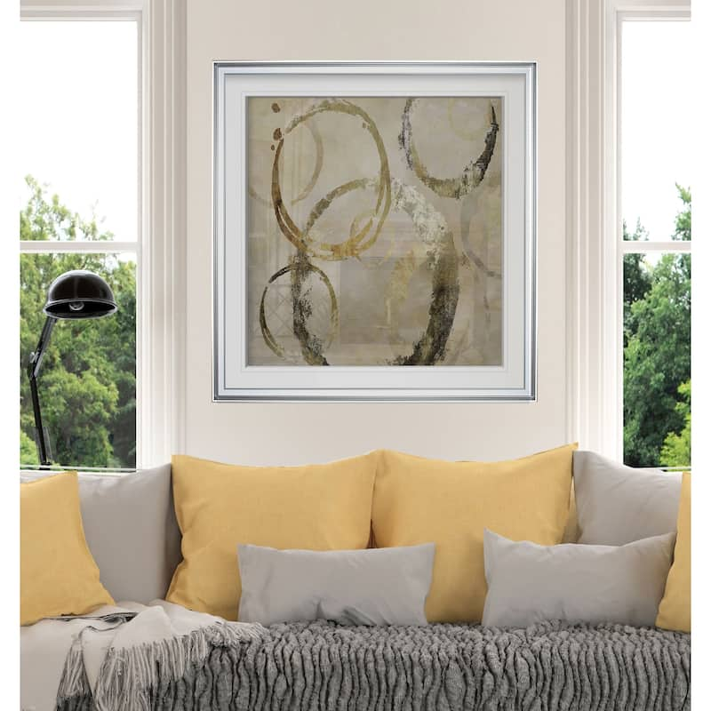 Golden Rings -Custom Framed Print - blue, white, grey, yellow, green, silver, gold