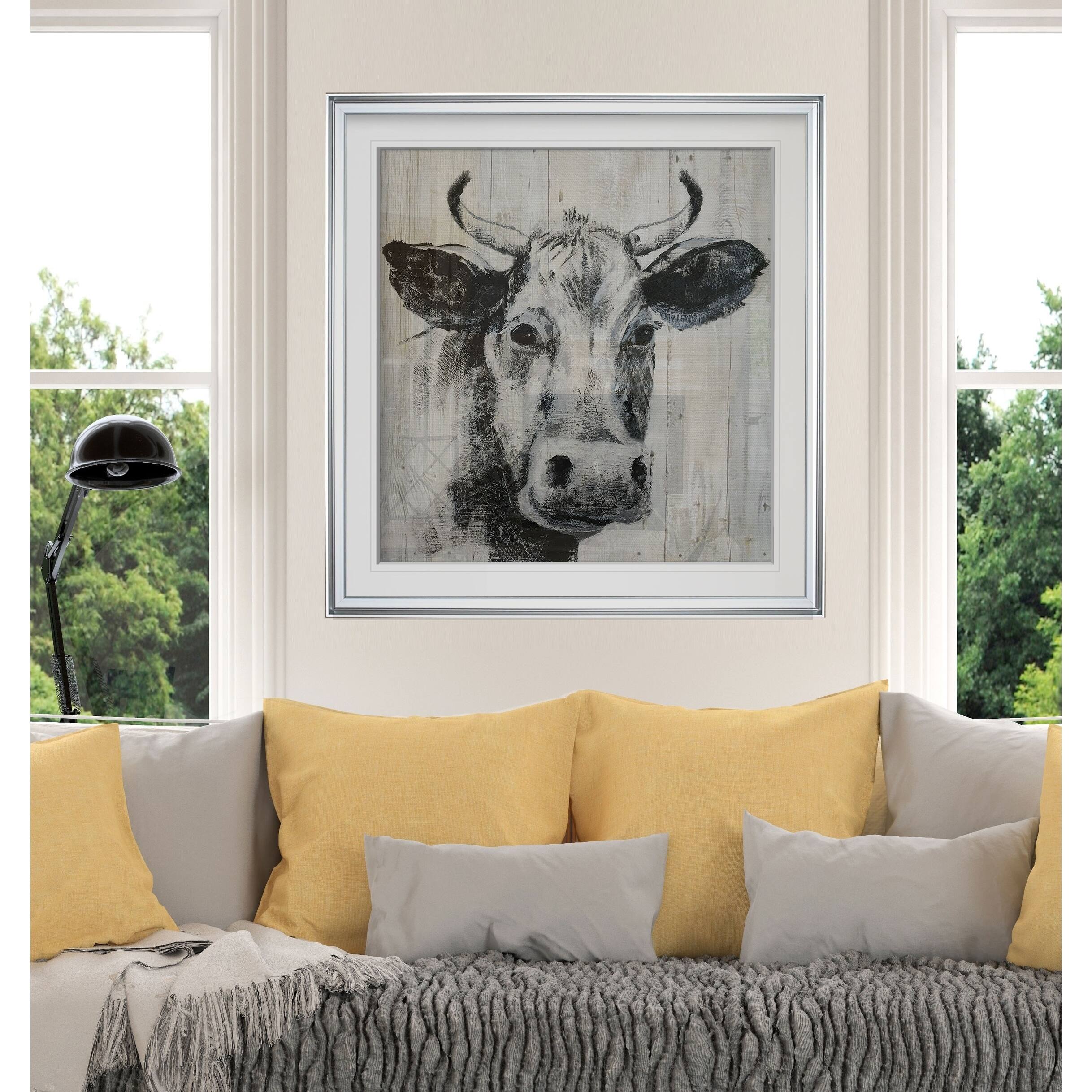 Howdy Neighbor I -custom Framed Print - Blue, White, Grey, Yellow 