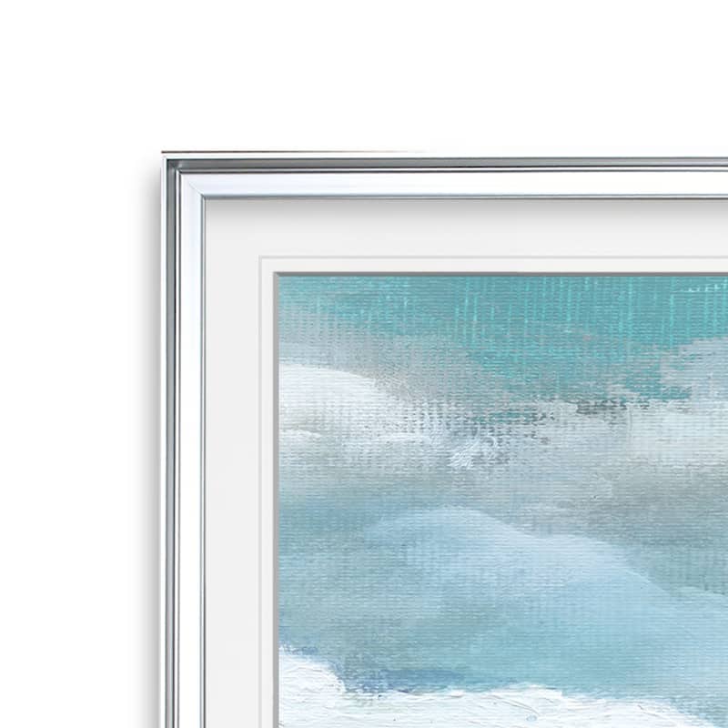 Billowing Clouds II -Custom Framed Print - blue, white, grey, yellow, green, silver, gold