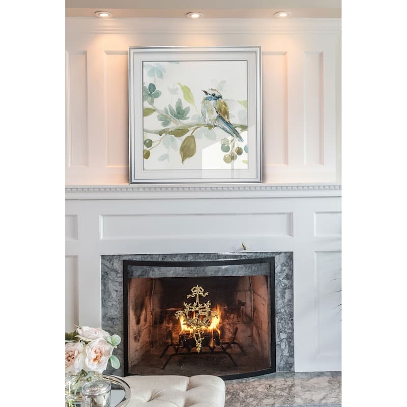 Spring Melody III -Custom Framed Print - blue, white, grey, yellow, green, silver, gold
