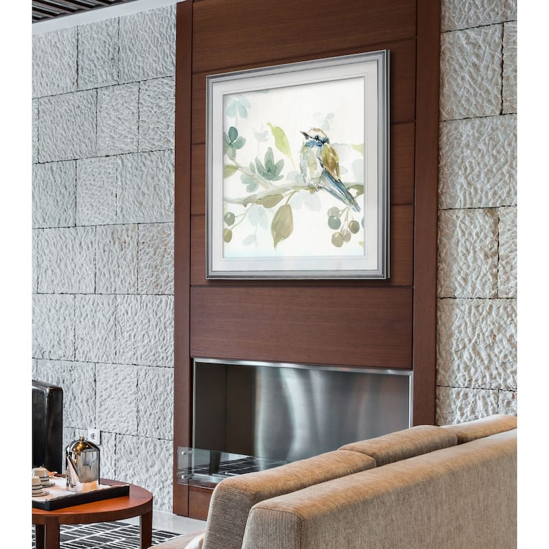 Spring Melody III -Custom Framed Print - blue, white, grey, yellow, green, silver, gold
