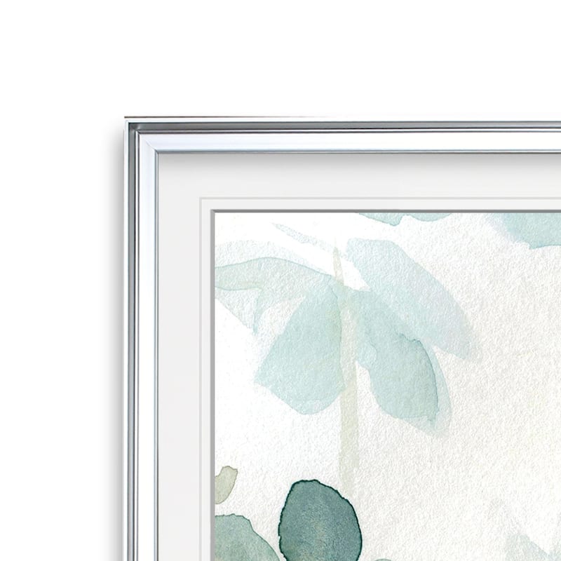 Spring Melody III -Custom Framed Print - blue, white, grey, yellow, green, silver, gold