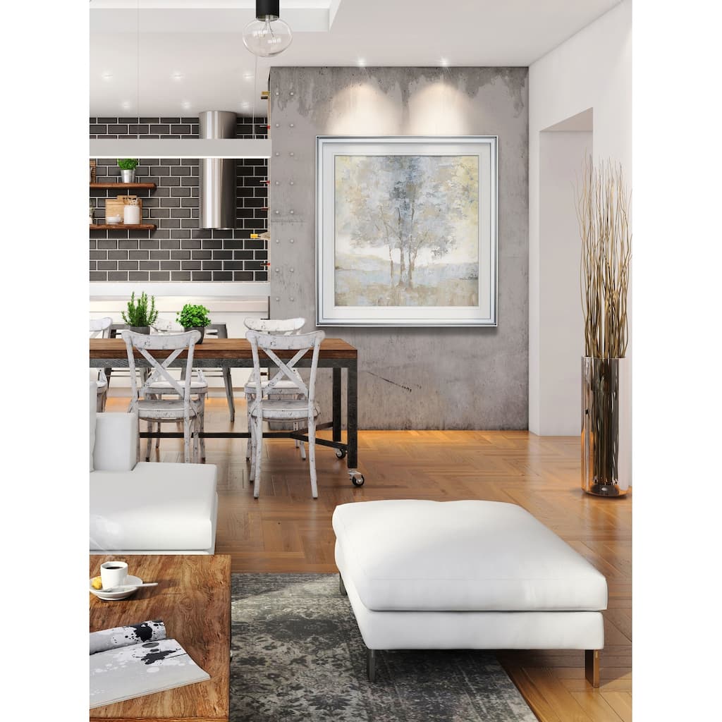 Soft Sentinel I -Custom Framed Print - blue, white, grey, yellow, green, silver, gold