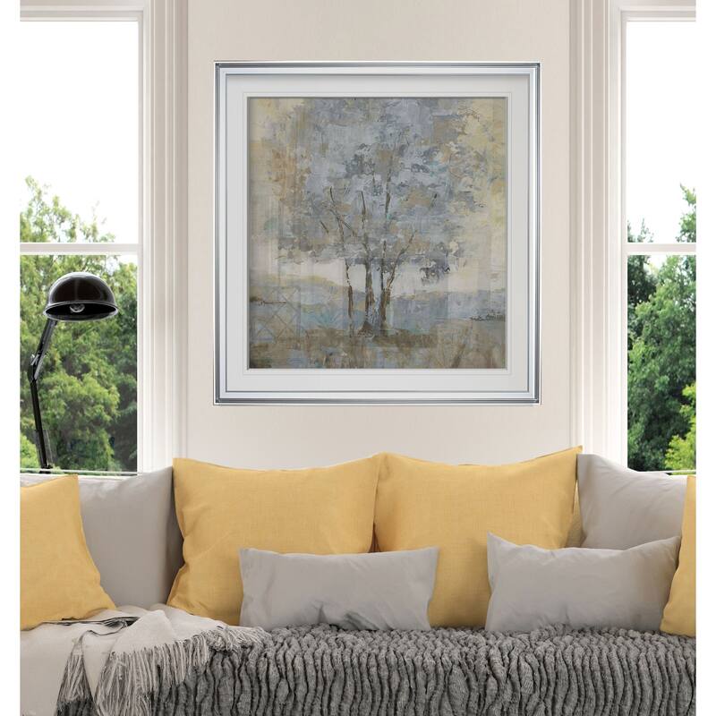 Soft Sentinel I -Custom Framed Print - blue, white, grey, yellow, green, silver, gold