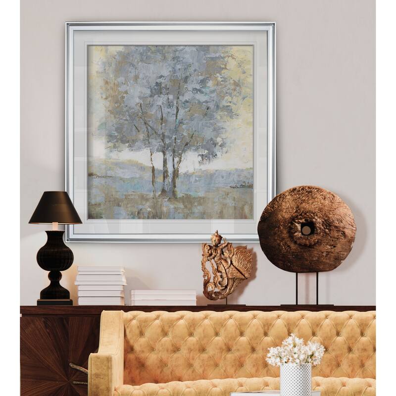 Soft Sentinel I -Custom Framed Print - blue, white, grey, yellow, green, silver, gold