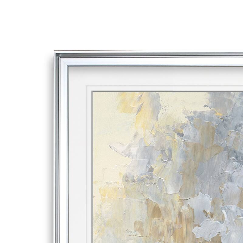 Soft Sentinel I -Custom Framed Print - blue, white, grey, yellow, green, silver, gold